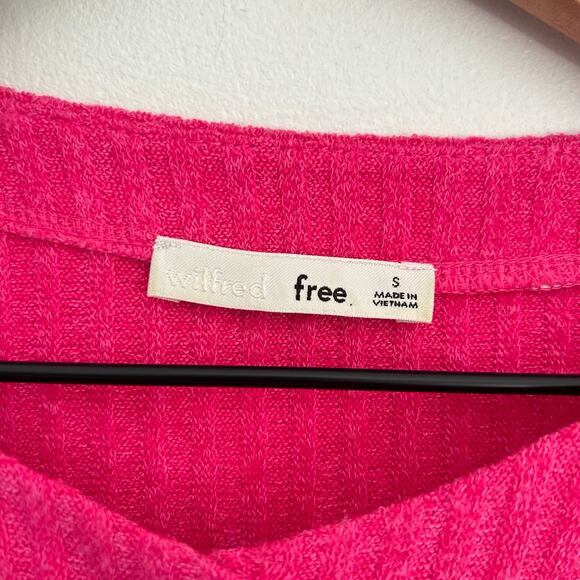 Aritzia Wilfred Cropped Ribbed Long Sleeve Halo Cardigan Sweater Size S Pink - Picture 6 of 6